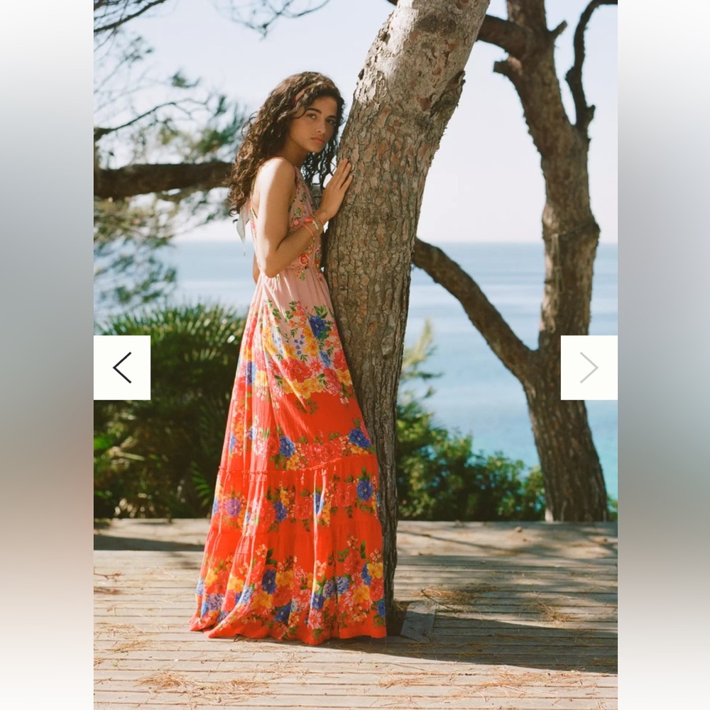 NWT Anthropologie Vineet Bahl Atacama Beaded Floral Tiered Maxi Dress 8 $290 - Picture 6 of 11